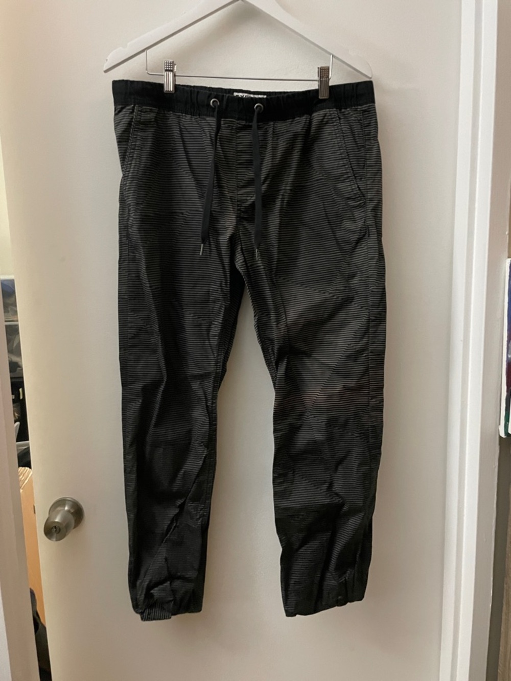 Express Men's Black Pinstripe Jogger Pants